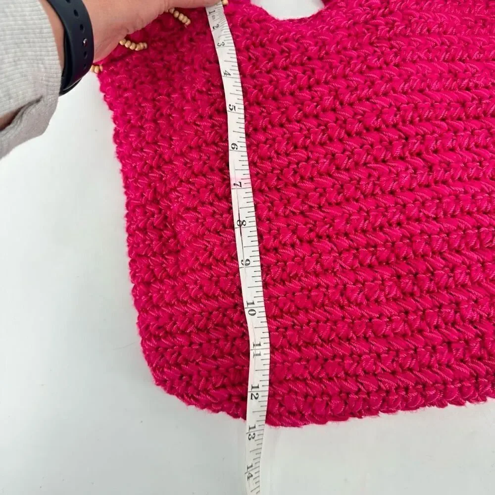 The Sak Women's Beaded Wrapped Handle knit Crochet Hobo Shoulder‎ Bag Pink Small